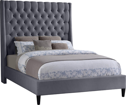 Fritz Grey Velvet Queen Bed - Royal Furniture & Gifts (MI) - Multi Location