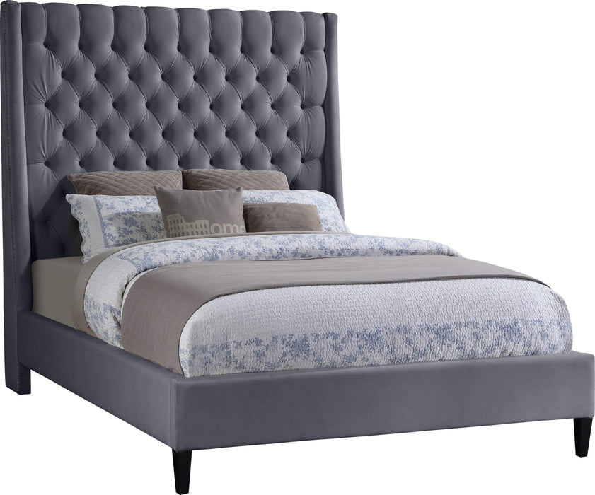 Fritz Grey Velvet Queen Bed - Royal Furniture & Gifts (MI) - Multi Location