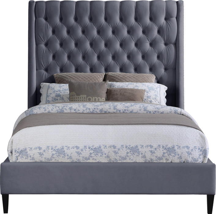 Fritz Grey Velvet Queen Bed - Royal Furniture & Gifts (MI) - Multi Location