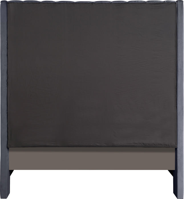 Fritz Grey Velvet Queen Bed - Royal Furniture & Gifts (MI) - Multi Location