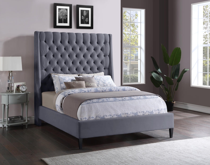 Fritz Grey Velvet Queen Bed - Royal Furniture & Gifts (MI) - Multi Location