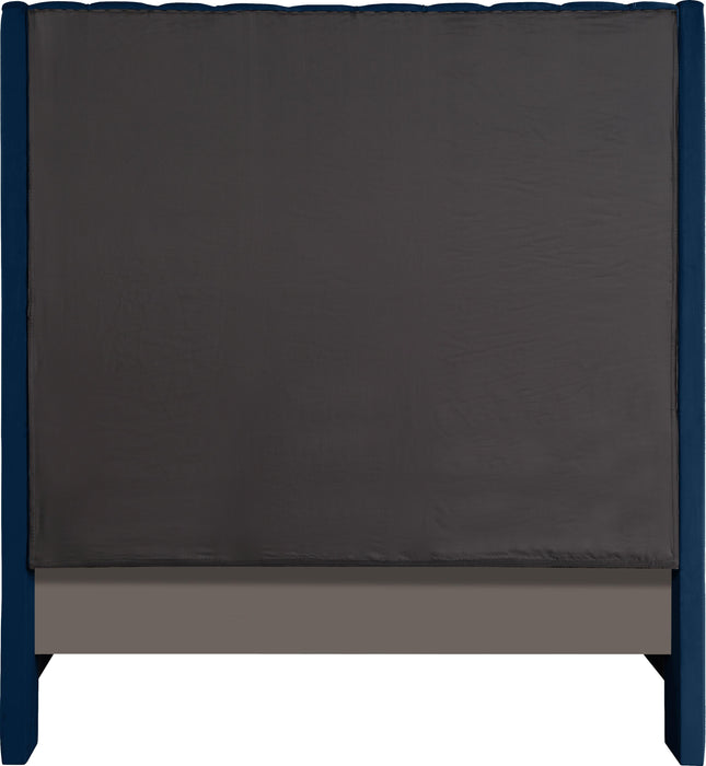Fritz Navy Velvet Queen Bed - Royal Furniture & Gifts (MI) - Multi Location
