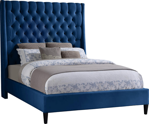 Fritz Navy Velvet King Bed - Royal Furniture & Gifts (MI) - Multi Location