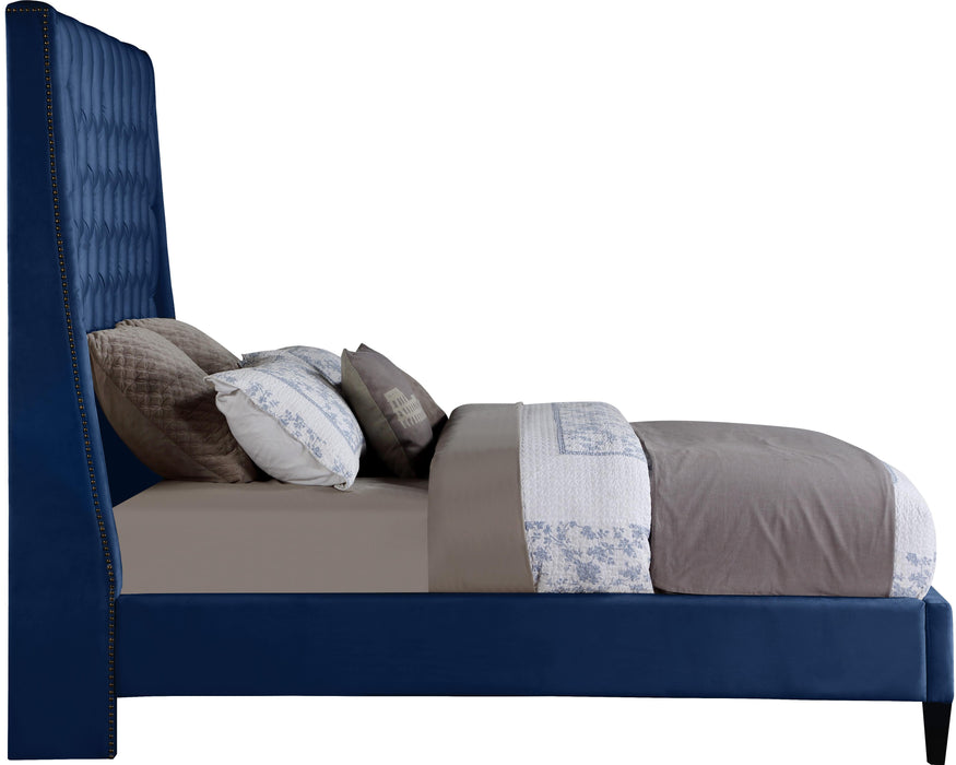 Fritz Navy Velvet Queen Bed - Royal Furniture & Gifts (MI) - Multi Location