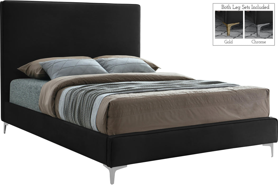 Geri Black Velvet Queen Bed - Royal Furniture & Gifts (MI) - Multi Location