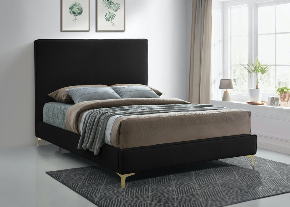Geri Black Velvet Queen Bed - Royal Furniture & Gifts (MI) - Multi Location