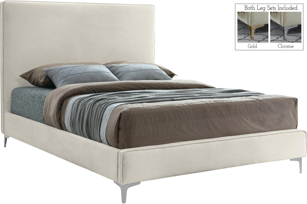 Geri Cream Velvet Queen Bed - Royal Furniture & Gifts (MI) - Multi Location