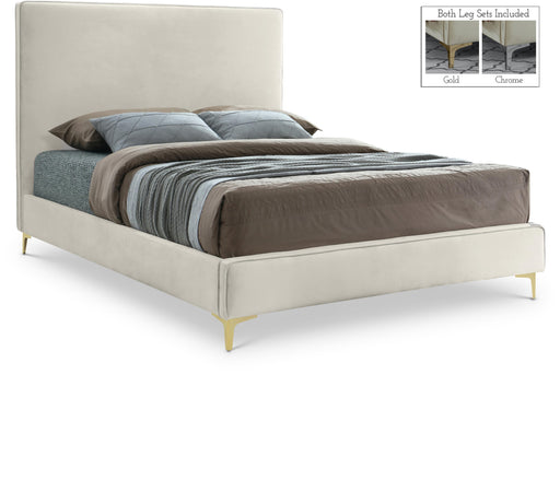 Geri Cream Velvet King Bed - Royal Furniture & Gifts (MI) - Multi Location