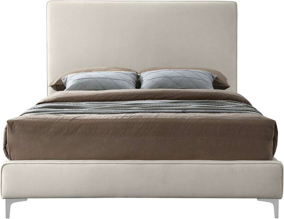 Geri Cream Velvet Queen Bed - Royal Furniture & Gifts (MI) - Multi Location