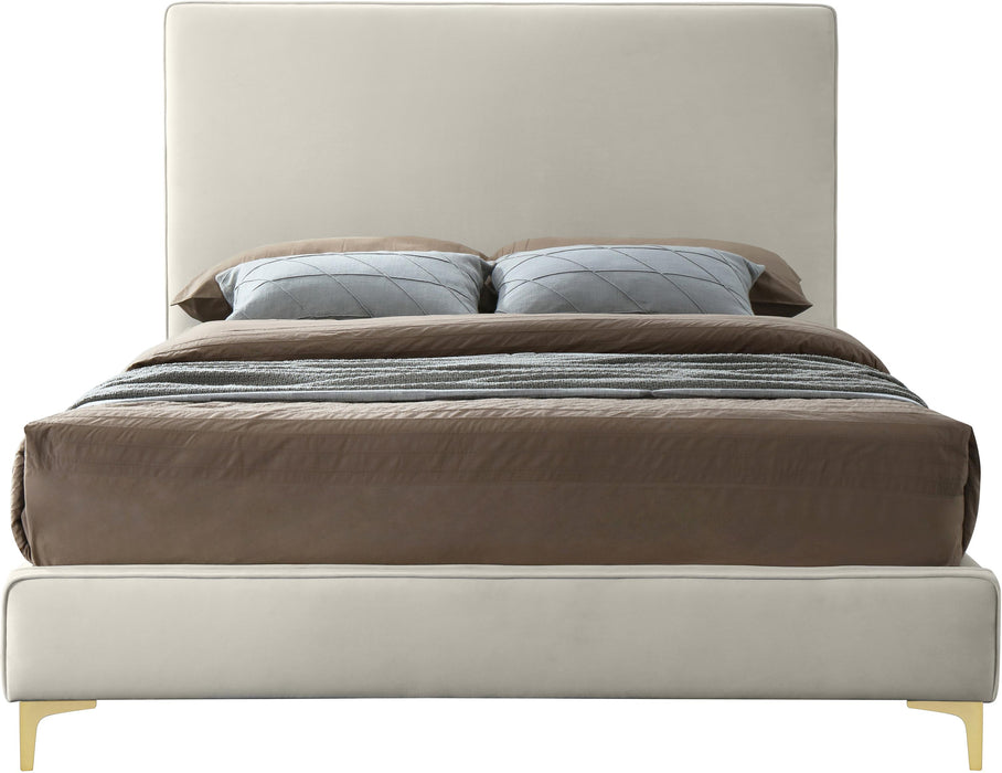 Geri Cream Velvet Queen Bed - Royal Furniture & Gifts (MI) - Multi Location