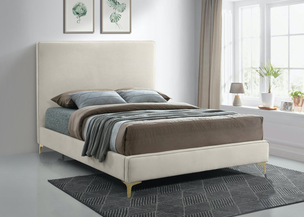 Geri Cream Velvet Queen Bed - Royal Furniture & Gifts (MI) - Multi Location