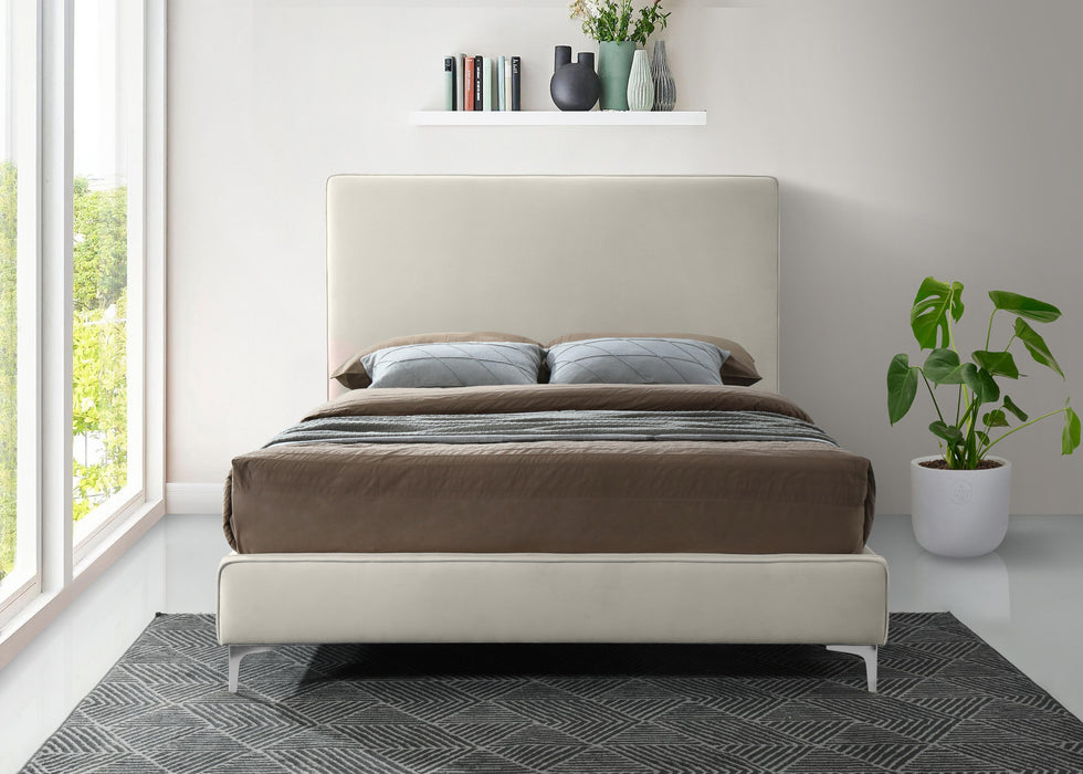Geri Cream Velvet Queen Bed - Royal Furniture & Gifts (MI) - Multi Location