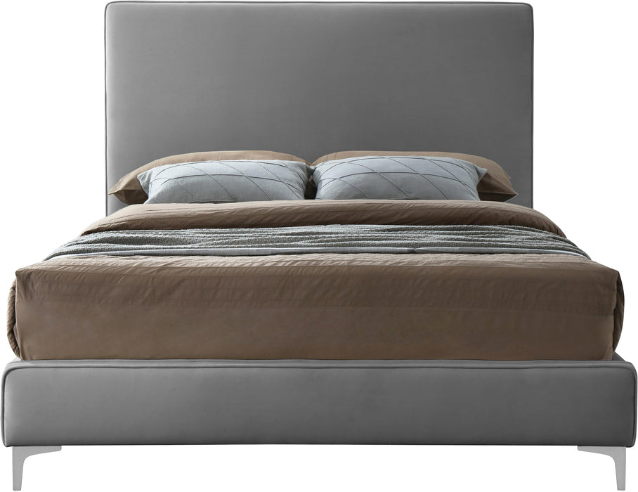 Geri Grey Velvet Queen Bed - Royal Furniture & Gifts (MI) - Multi Location