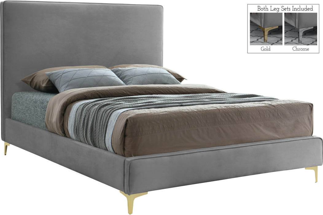 Geri Grey Velvet Queen Bed - Royal Furniture & Gifts (MI) - Multi Location
