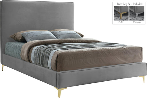 Geri Grey Velvet King Bed - Royal Furniture & Gifts (MI) - Multi Location