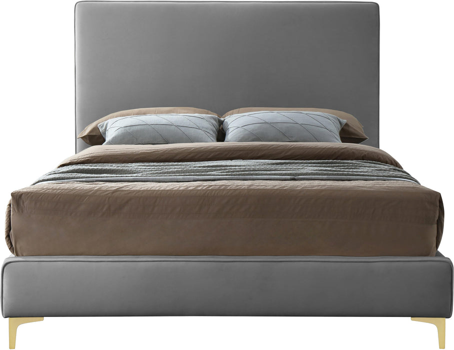 Geri Grey Velvet Queen Bed - Royal Furniture & Gifts (MI) - Multi Location