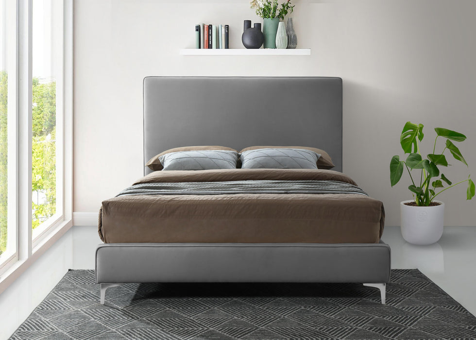 Geri Grey Velvet Queen Bed - Royal Furniture & Gifts (MI) - Multi Location