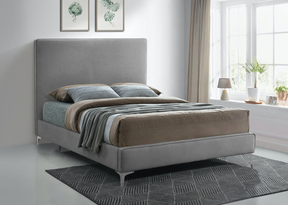 Geri Grey Velvet Queen Bed - Royal Furniture & Gifts (MI) - Multi Location