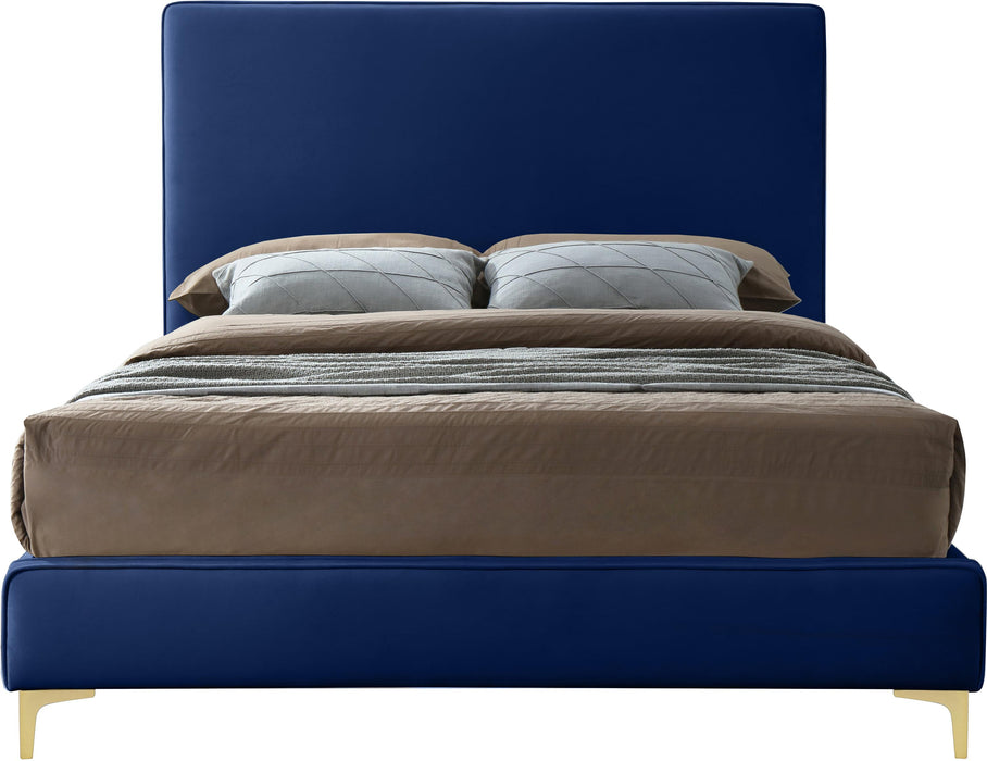 Geri Navy Velvet King Bed - Royal Furniture & Gifts (MI) - Multi Location