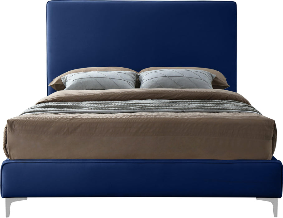 Geri Navy Velvet King Bed - Royal Furniture & Gifts (MI) - Multi Location