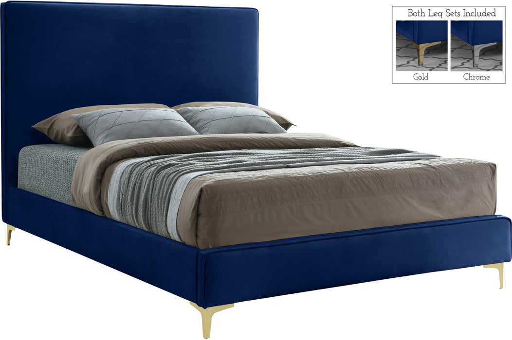 Geri Navy Velvet King Bed - Royal Furniture & Gifts (MI) - Multi Location