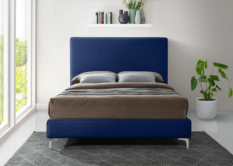 Geri Navy Velvet King Bed - Royal Furniture & Gifts (MI) - Multi Location