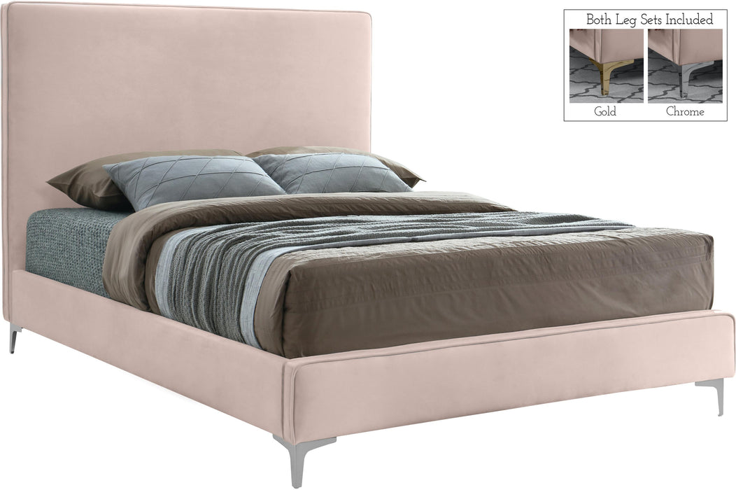 Geri Pink Velvet Queen Bed - Royal Furniture & Gifts (MI) - Multi Location
