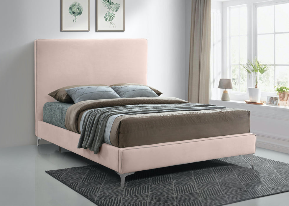 Geri Pink Velvet Queen Bed - Royal Furniture & Gifts (MI) - Multi Location
