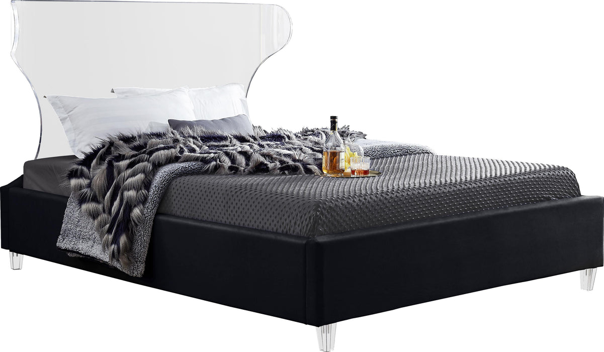 Ghost Black Velvet King Bed - Royal Furniture & Gifts (MI) - Multi Location
