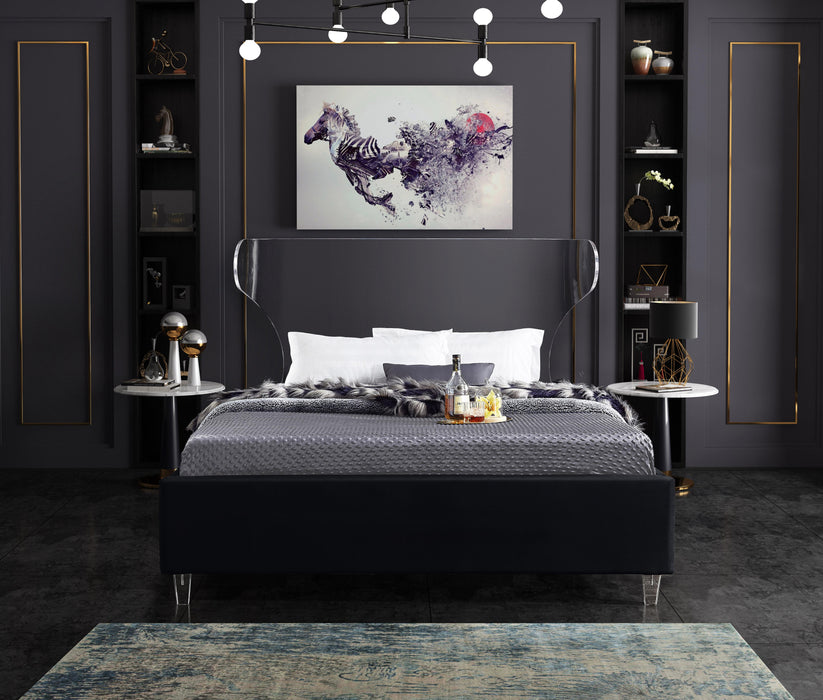 Ghost Black Velvet King Bed - Royal Furniture & Gifts (MI) - Multi Location