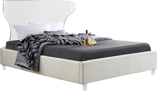 Ghost Cream Velvet Queen Bed - Royal Furniture & Gifts (MI) - Multi Location
