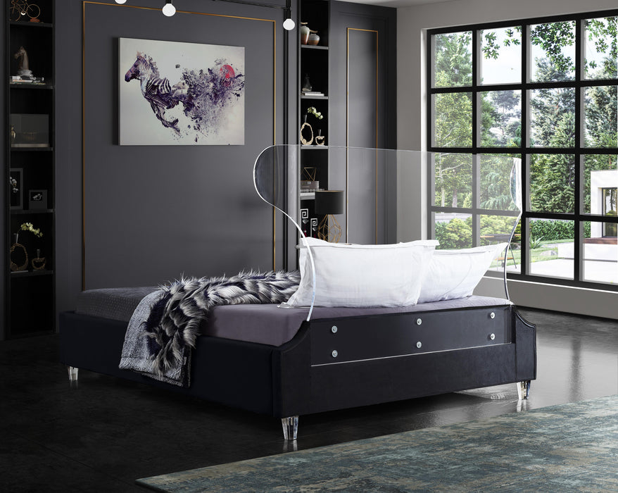 Ghost Black Velvet King Bed - Royal Furniture & Gifts (MI) - Multi Location