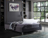 Ghost Grey Velvet King Bed - Royal Furniture & Gifts (MI) - Multi Location