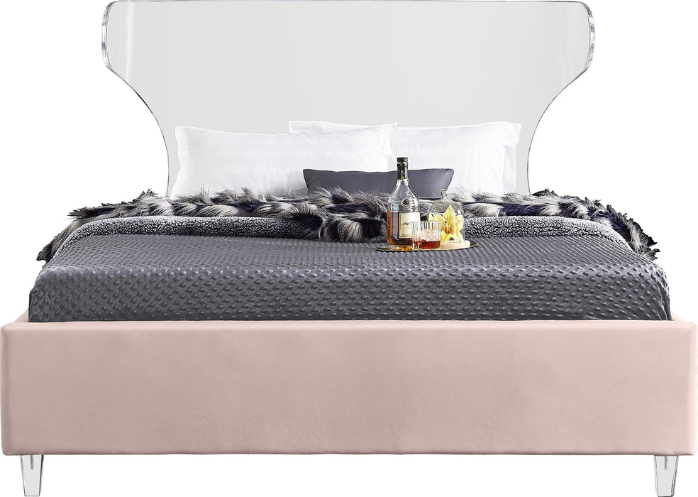 Ghost Pink Velvet Queen Bed - Royal Furniture & Gifts (MI) - Multi Location