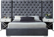 Grande Grey Velvet Queen Bed (3 Boxes) - Royal Furniture & Gifts (MI) - Multi Location