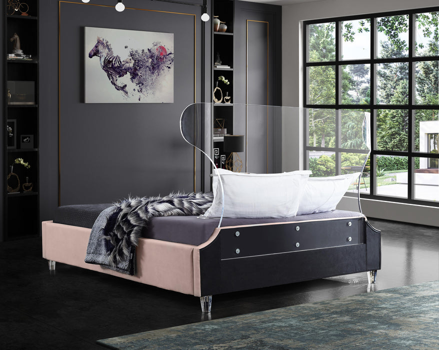 Ghost Pink Velvet Queen Bed - Royal Furniture & Gifts (MI) - Multi Location
