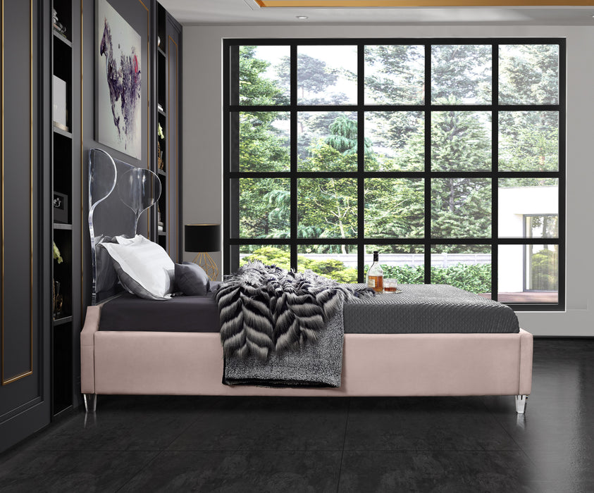 Ghost Pink Velvet Queen Bed - Royal Furniture & Gifts (MI) - Multi Location