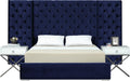 Grande Navy Velvet Queen Bed (3 Boxes) - Royal Furniture & Gifts (MI) - Multi Location