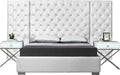 Grande White Velvet Queen Bed (3 Boxes) - Royal Furniture & Gifts (MI) - Multi Location