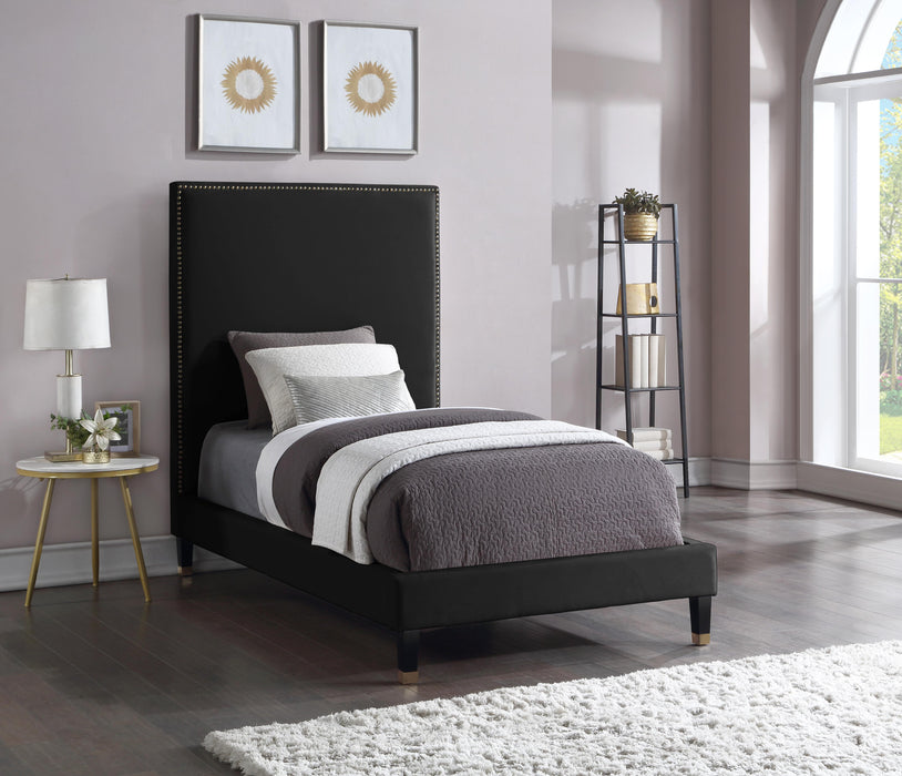 Harlie Black Velvet Twin Bed - Royal Furniture & Gifts (MI) - Multi Location