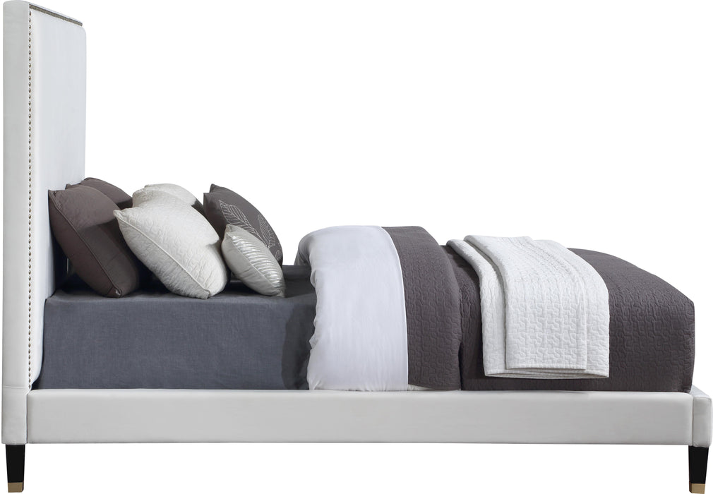 Harlie Cream Velvet Queen Bed - Royal Furniture & Gifts (MI) - Multi Location