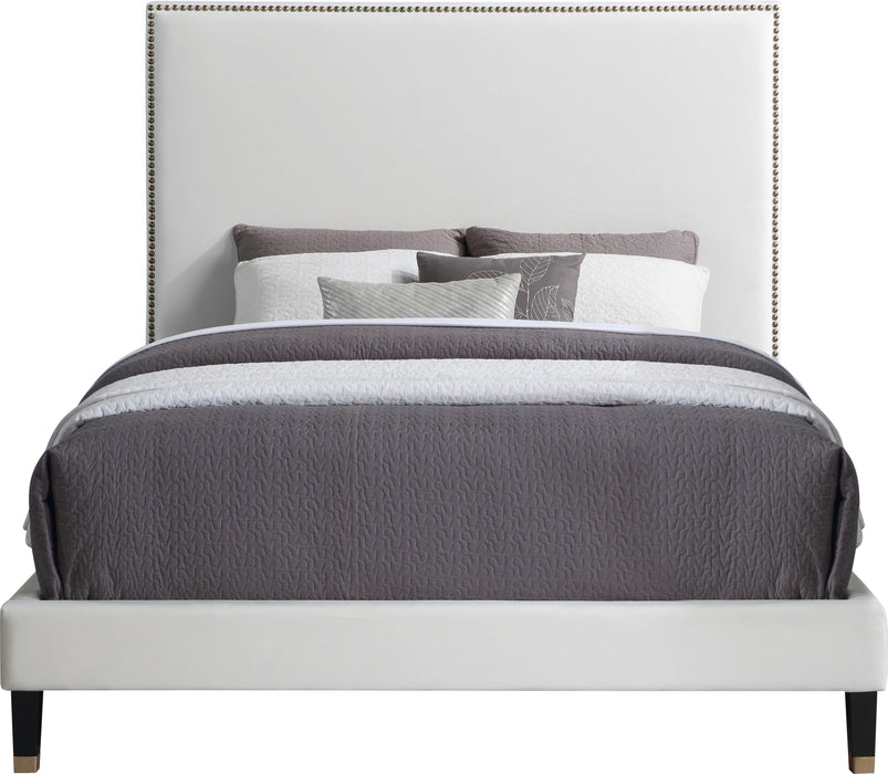 Harlie Cream Velvet Queen Bed - Royal Furniture & Gifts (MI) - Multi Location