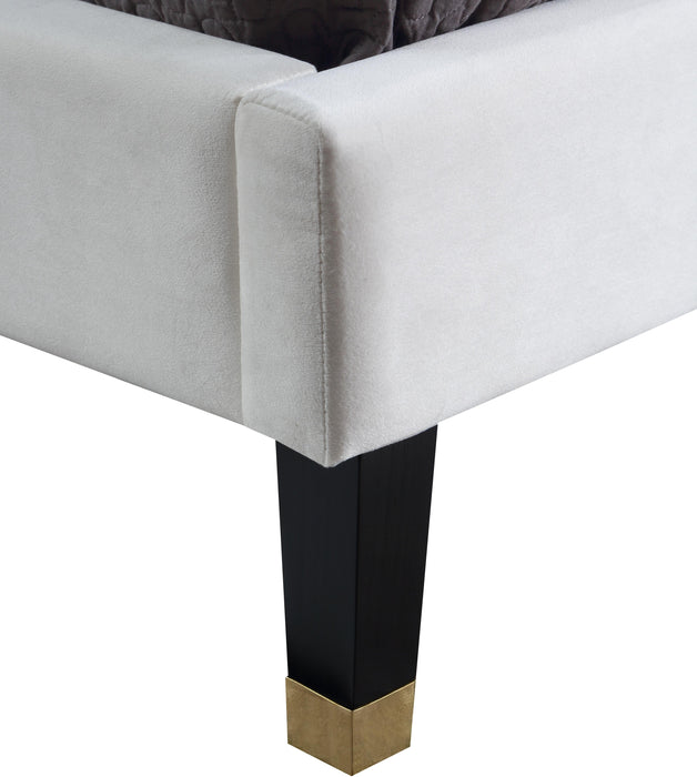Harlie Cream Velvet Twin Bed - Royal Furniture & Gifts (MI) - Multi Location