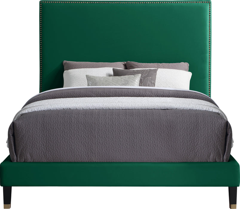 Harlie Green Velvet Queen Bed - Royal Furniture & Gifts (MI) - Multi Location