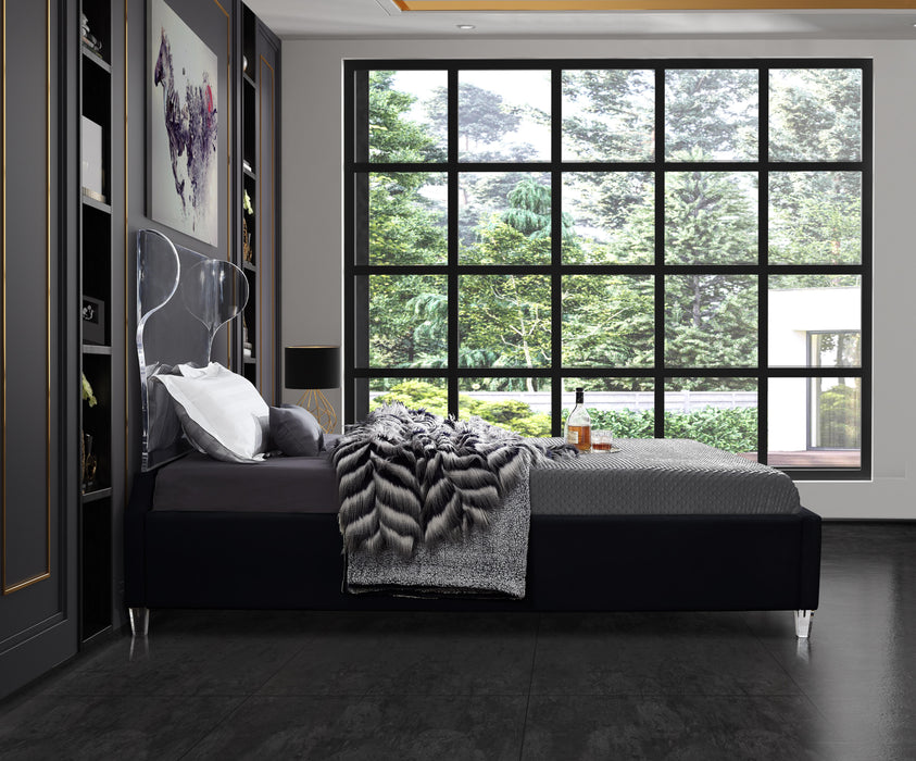 Ghost Black Velvet Queen Bed - Royal Furniture & Gifts (MI) - Multi Location