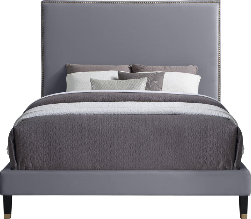 Harlie Grey Velvet Queen Bed - Royal Furniture & Gifts (MI) - Multi Location