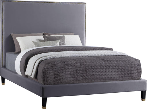 Harlie Grey Velvet King Bed - Royal Furniture & Gifts (MI) - Multi Location