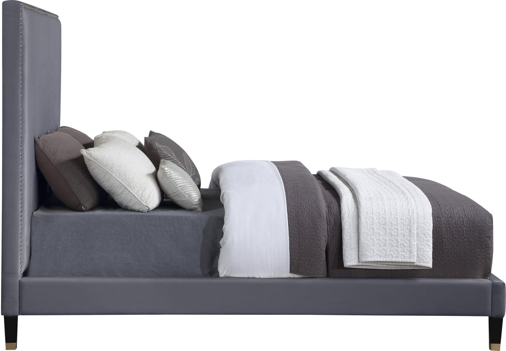 Harlie Grey Velvet King Bed - Royal Furniture & Gifts (MI) - Multi Location