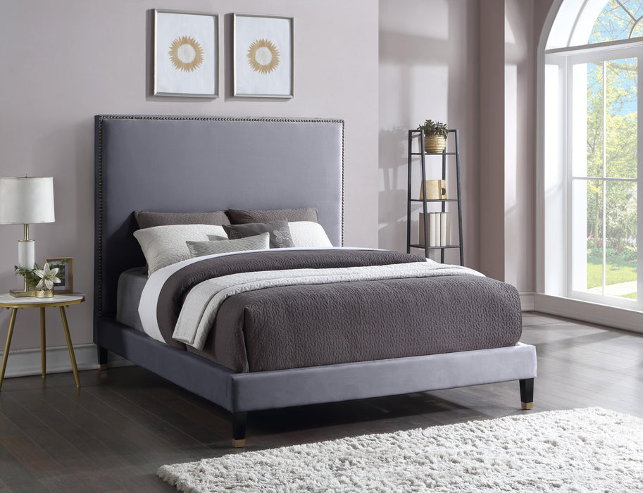 Harlie Grey Velvet King Bed - Royal Furniture & Gifts (MI) - Multi Location