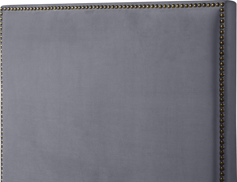 Harlie Grey Velvet King Bed - Royal Furniture & Gifts (MI) - Multi Location